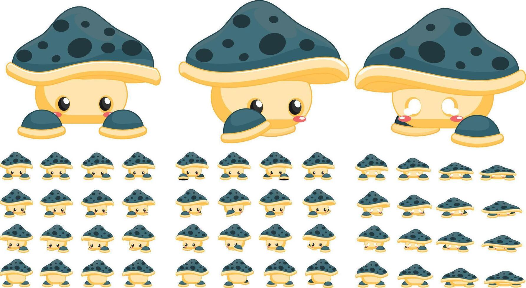 Fantasy RPG Mushroom Monster Enemy Character Sprite vector