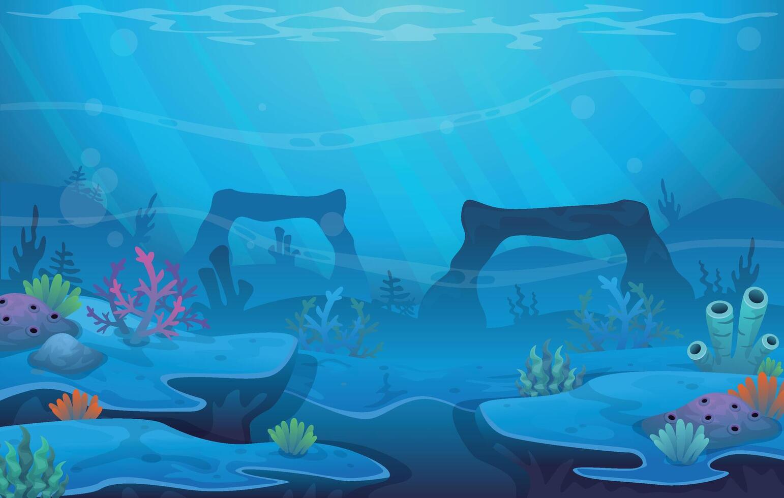 Under Water Sea Landscape Game Background vector