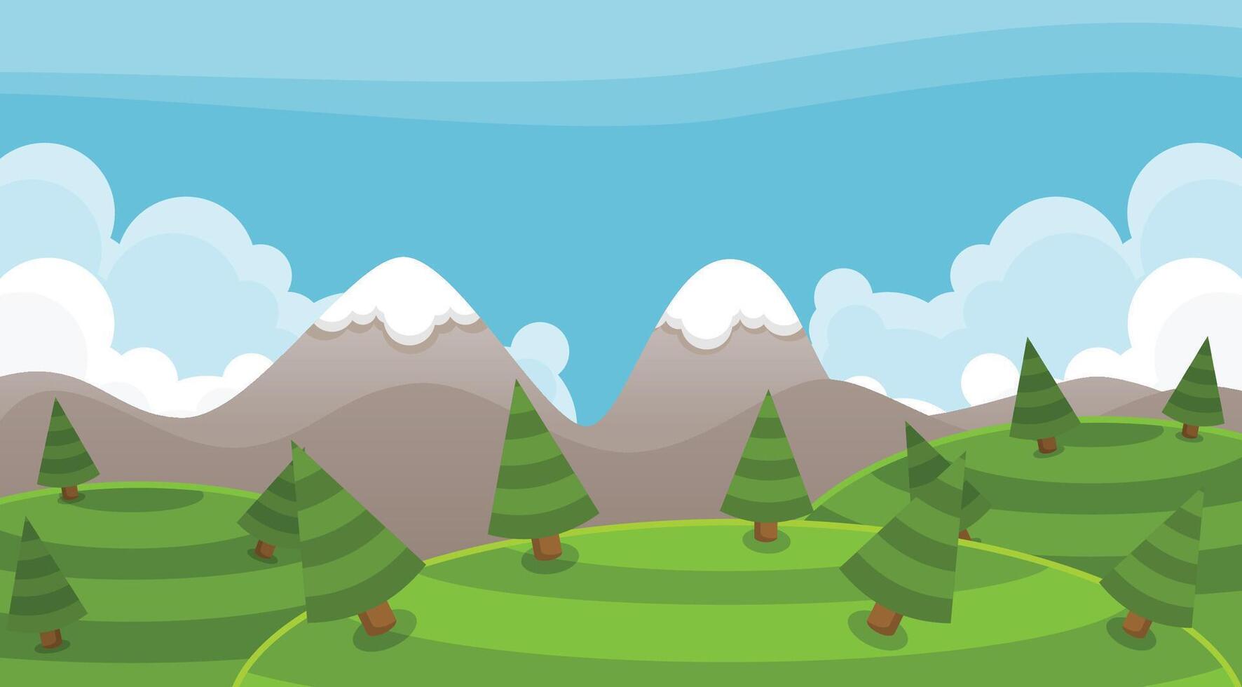 Grassy Hill Landscape Game Background vector