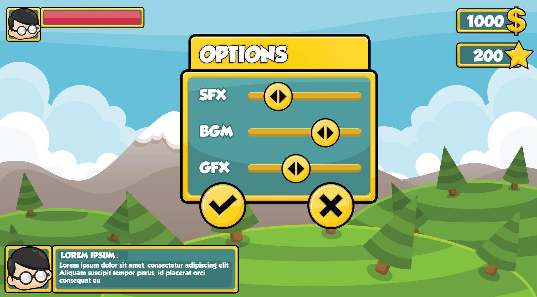 Casual Game User Interface Pack Set vector