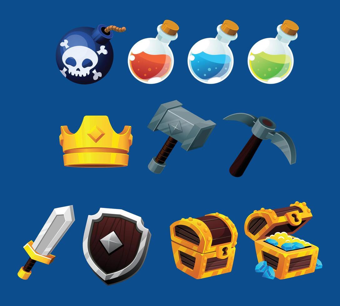 Fantasy RPG Game Icon Inventory Elements vector