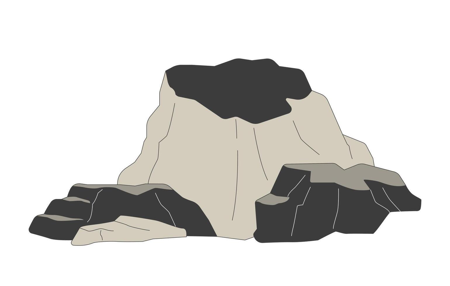 Natural rocks podium 2D cartoon objects. Cliffy mountains terrain formation. Nature exploration. Old textured stones group isolated element flat clipart on white background. Spot illustration vector
