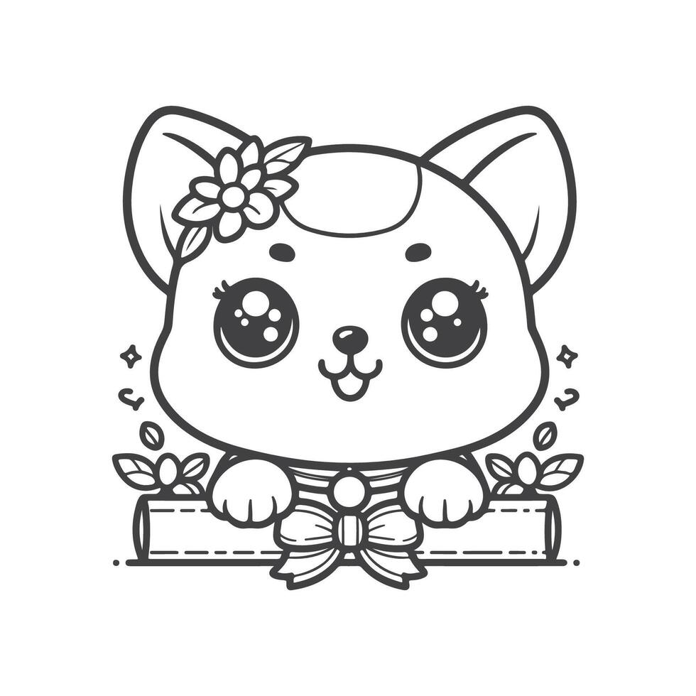Cute Cat Face Drawing vector