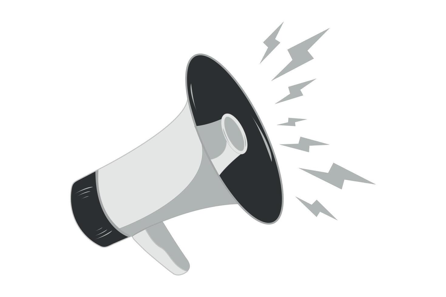 Monochrome megaphone with sound waves representing communication and announcement on a white background vector