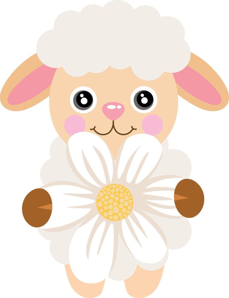 Funny lamb sheep with a flower daisy vector