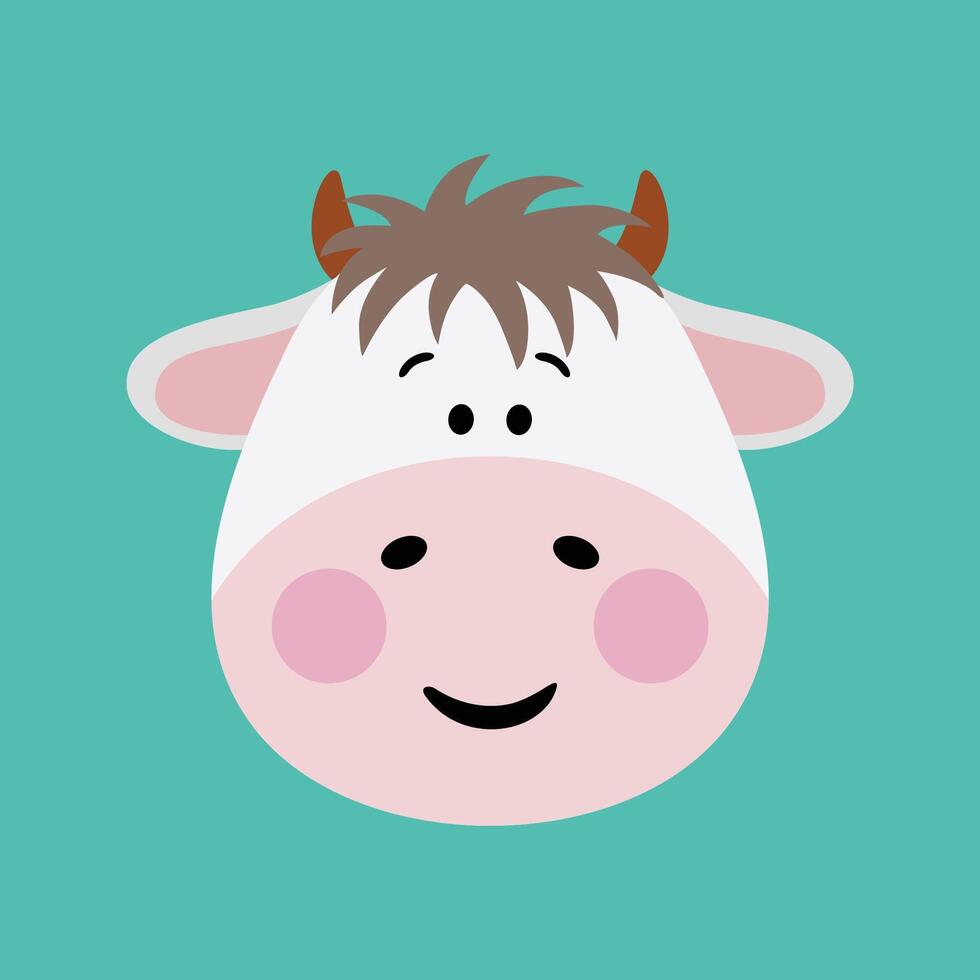 Greeting card with friendly cow face vector