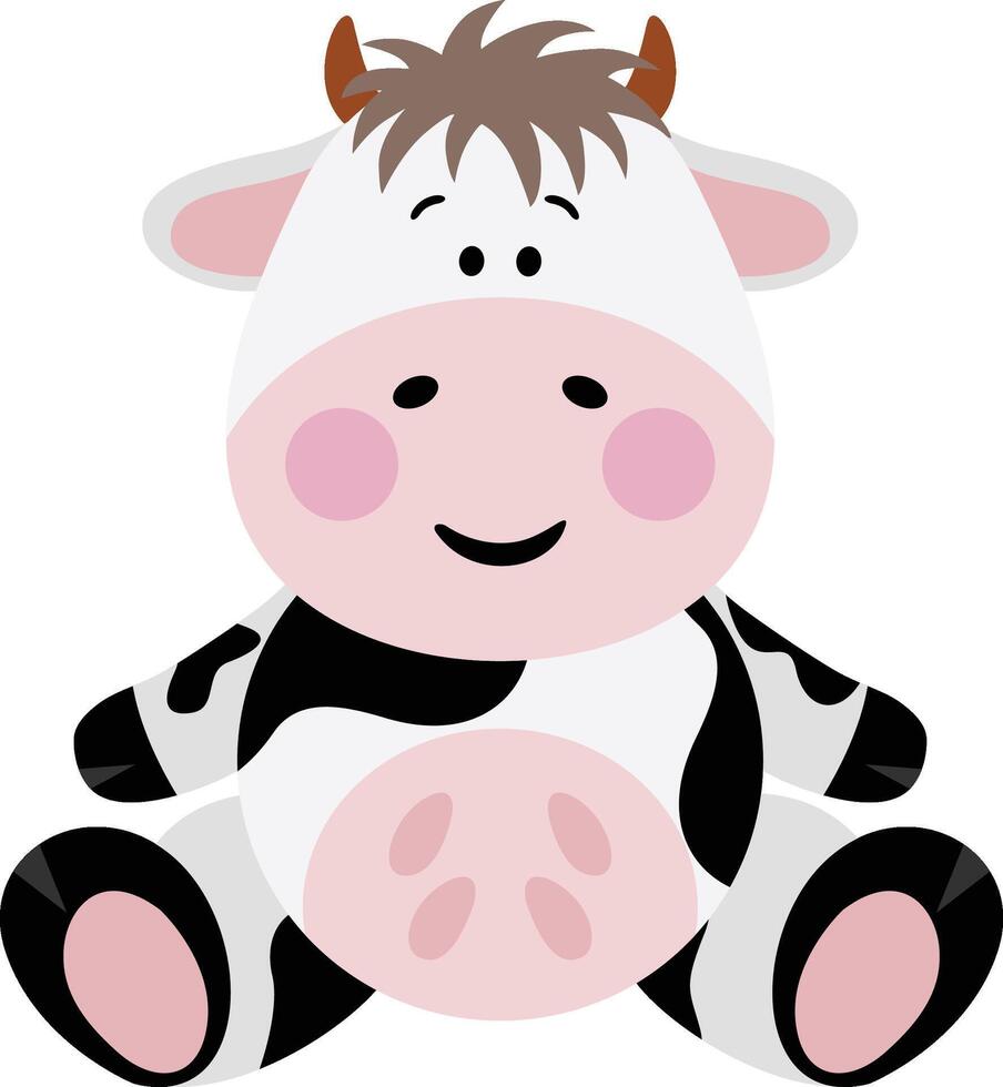 Cute cow sitting isolated on white vector