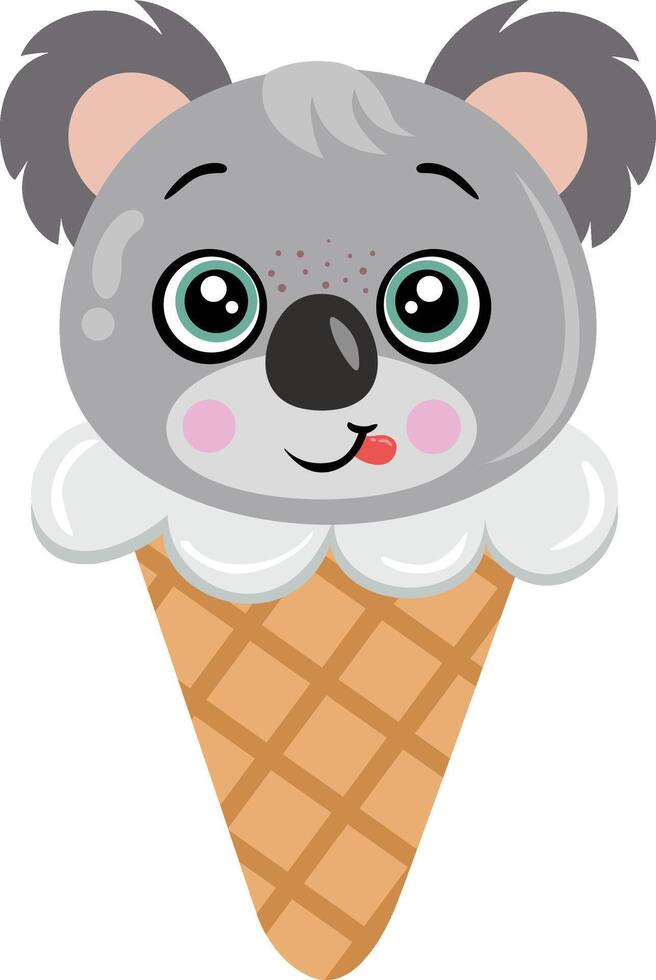 Funny koala ice cream cone vector