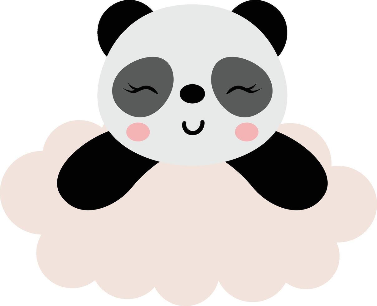 Cute and friendly panda hanging on the cloud vector