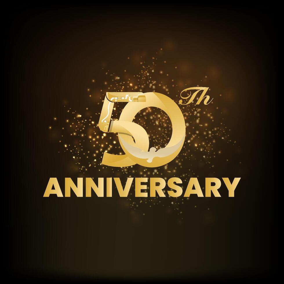 50th Anniversary Design, luxurious golden color vector