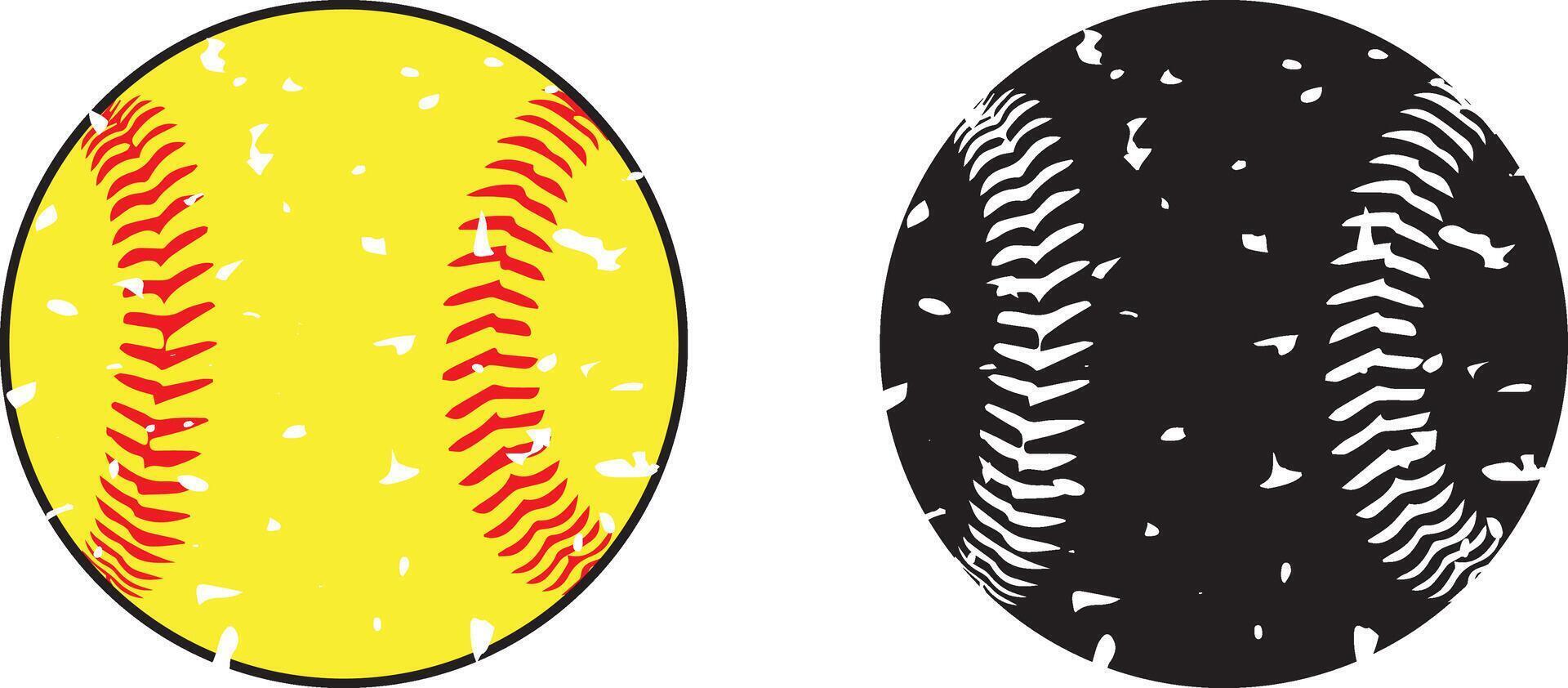 Distressed Baseball, Baseball Cut File, Softball Silhouette vector