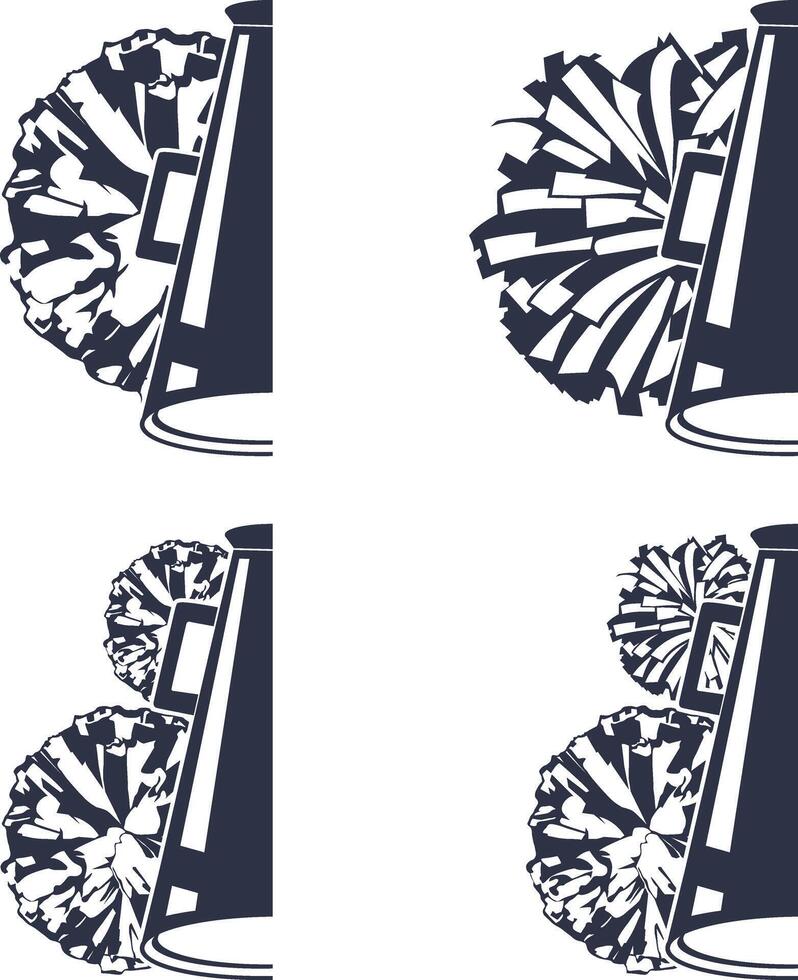 Half Cheer Megaphone with Pom Pom, Megaphone Cut Files vector