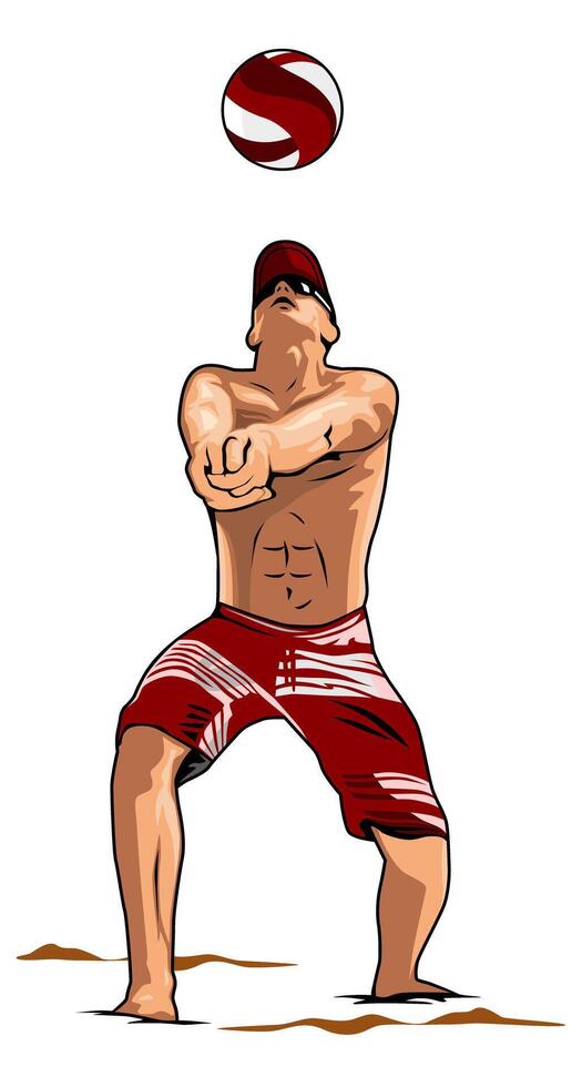 Boy Beach volleyball illustration design art vector