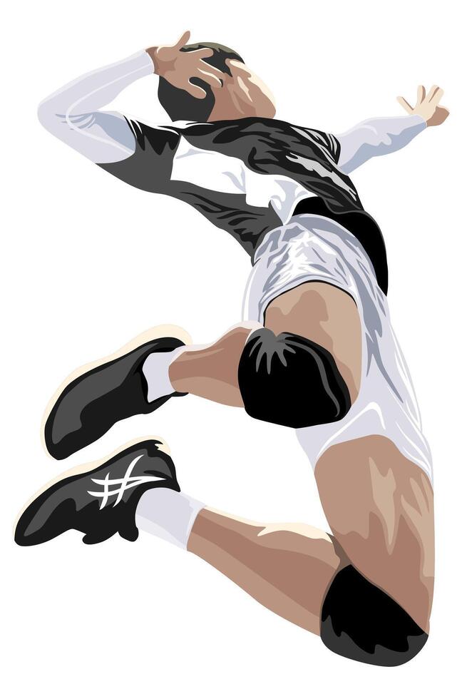 Boy Beach volley ball smash jump illustration design art vector