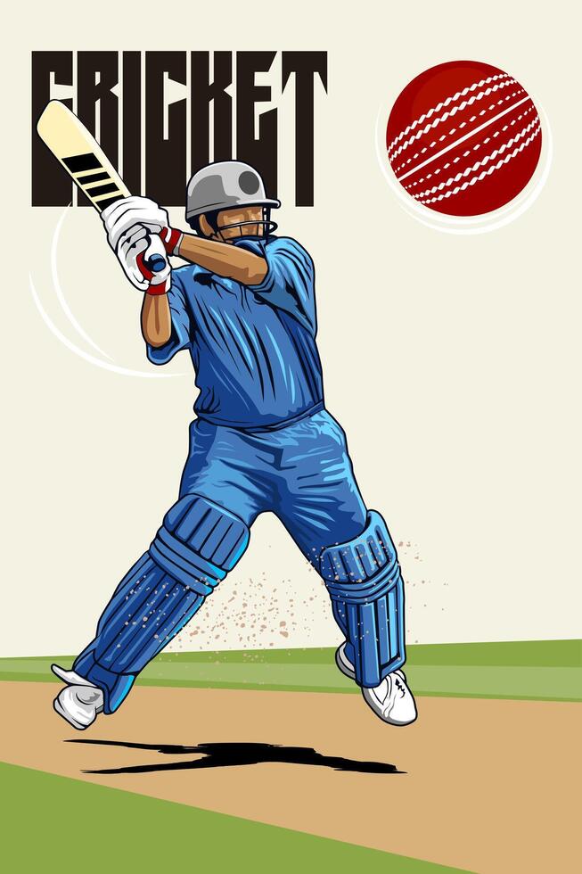 cricket athlete player hitting illustration backgound design vector