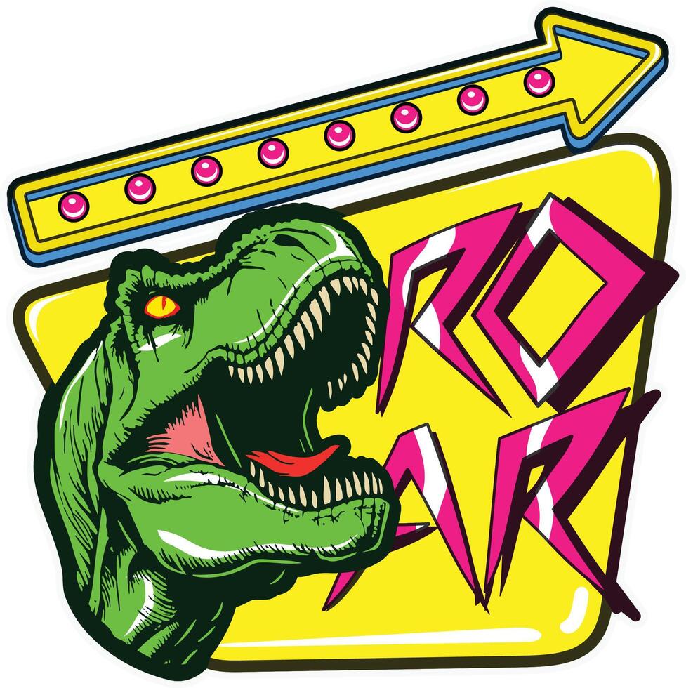 Drive-In T-Rex Illustration vector