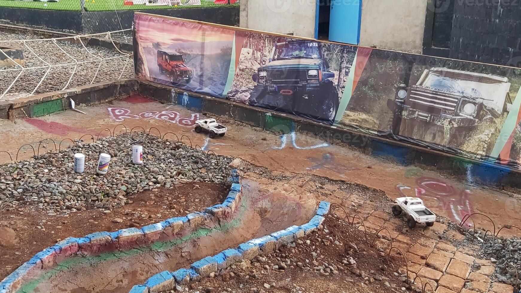Radio controlled off road car model movement race quickly moving on the road photo