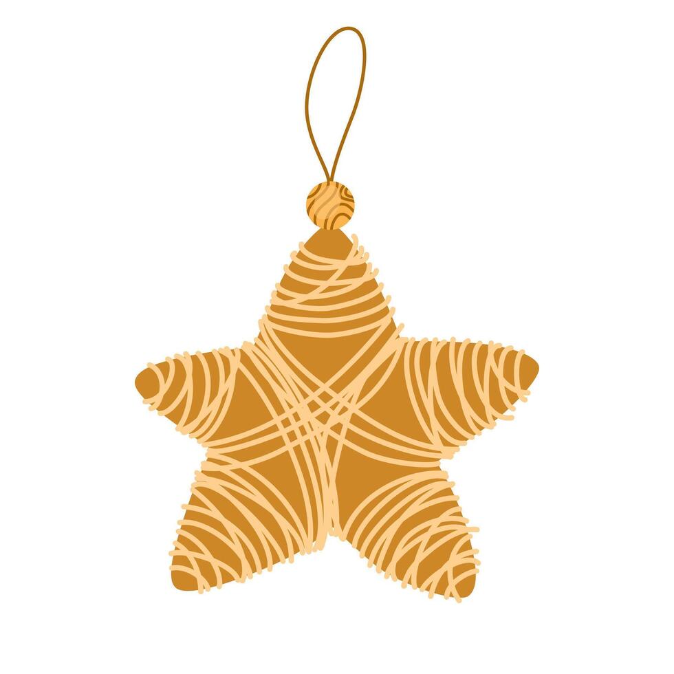 Sustainable Christmas. Handmade eco Christmas toy. Organic decorations. Zero waste plastic free concept. Ecological holiday. Eco friendly decor. Flat illustrations isolated on white background vector