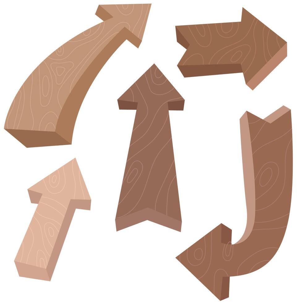 Set of wooden arrow pointers. Old, retro banner for messages or pointers. vector