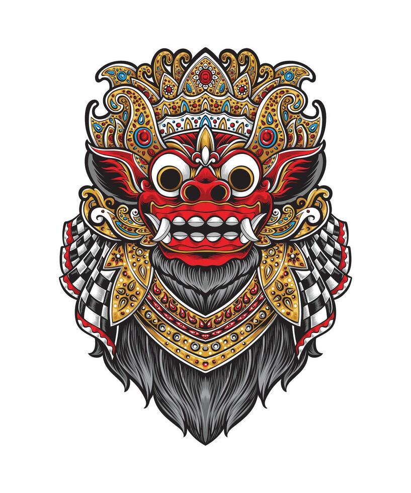 Traditional ritual Balinese mask design illustration vector
