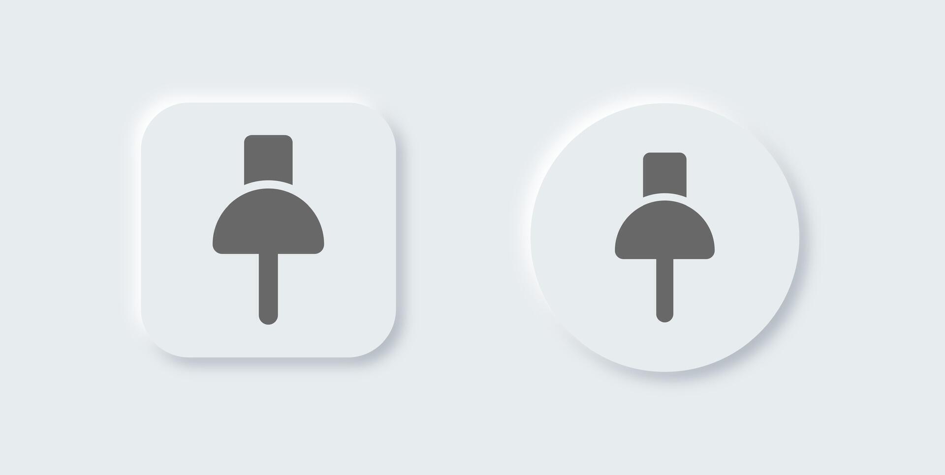 Pin solid icon in neomorphic design style. Attachment signs illustration. vector