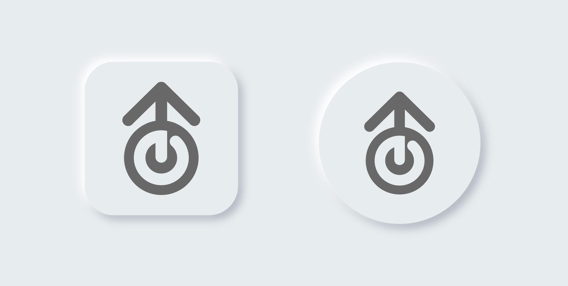 Level up solid icon in neomorphic design style. Growth signs illustration. vector