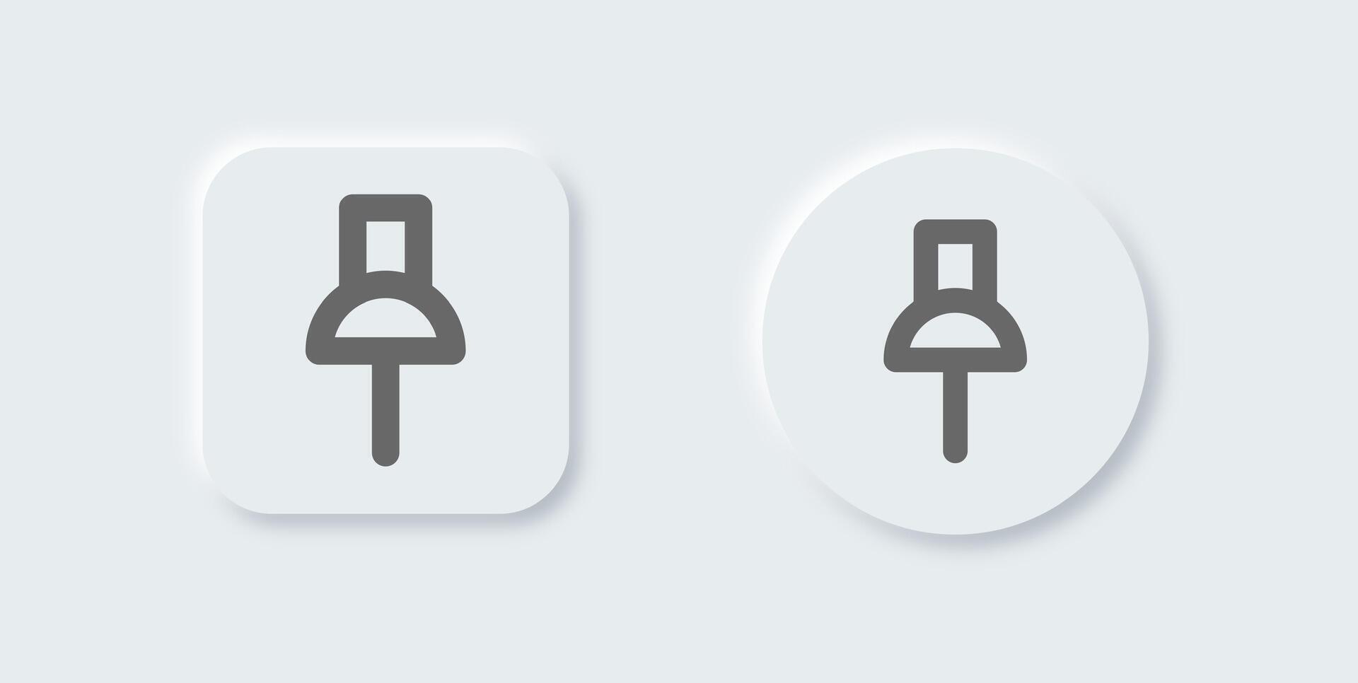 Pin line icon in neomorphic design style. Attachment signs illustration. vector