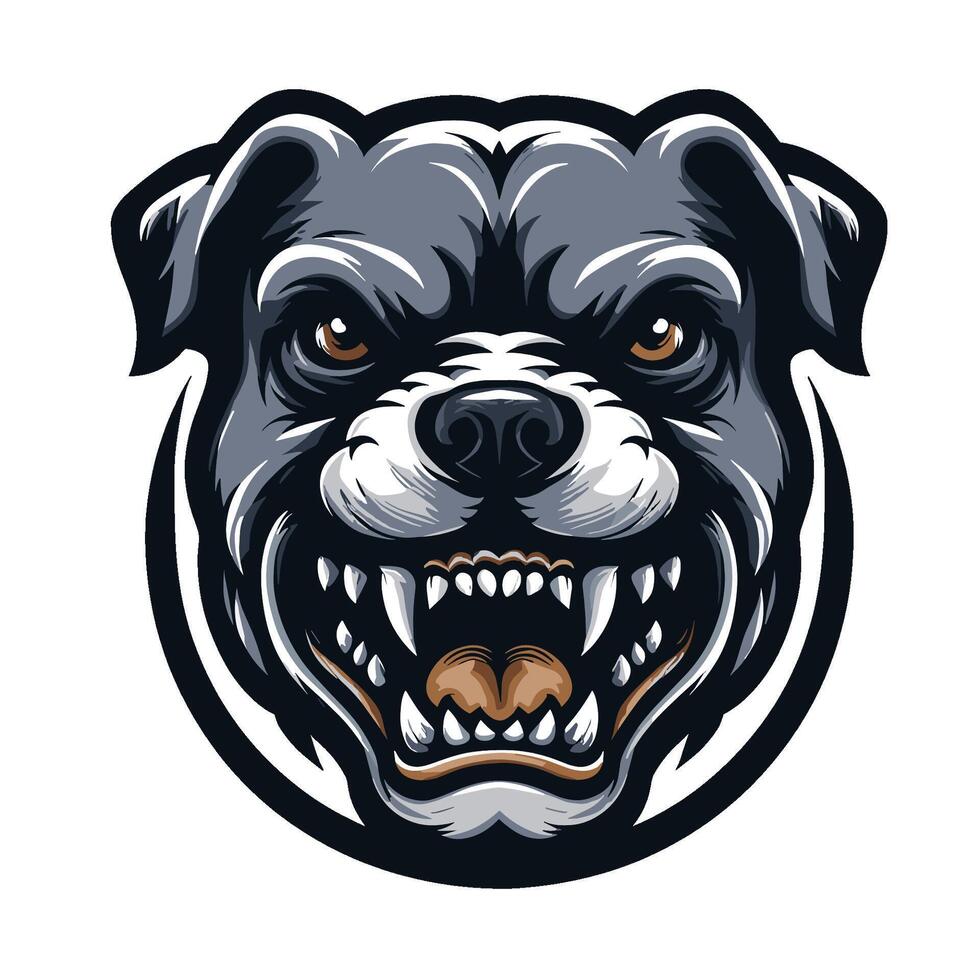 Pitbull Bulldog Design Illustration, Standing Pitbull Terrier Dog Portrait vector