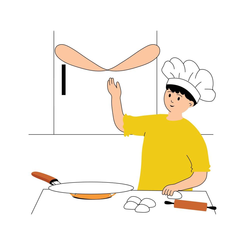 A chef skillfully prepared dough for fresh homemade bread vector