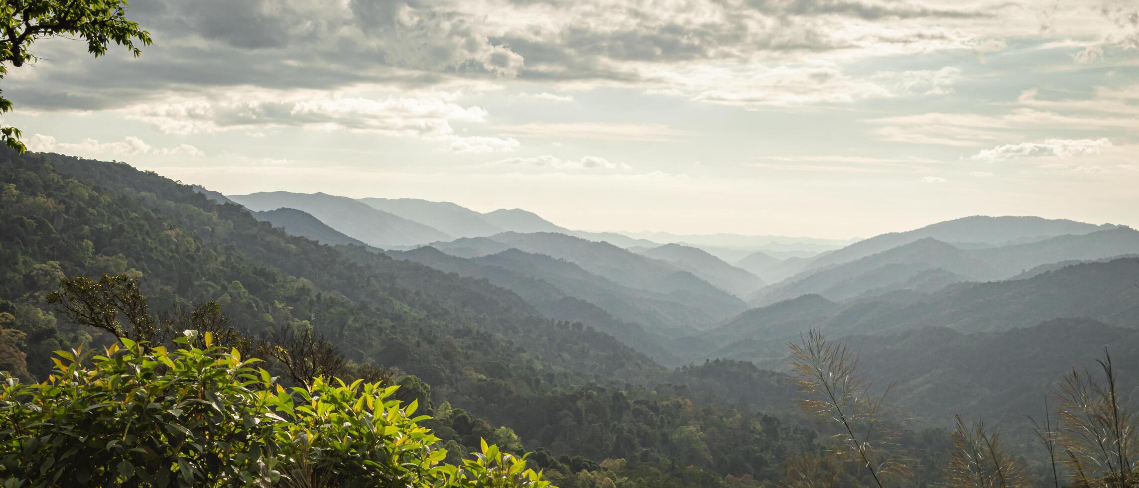 a view of the mountains from a high point photo