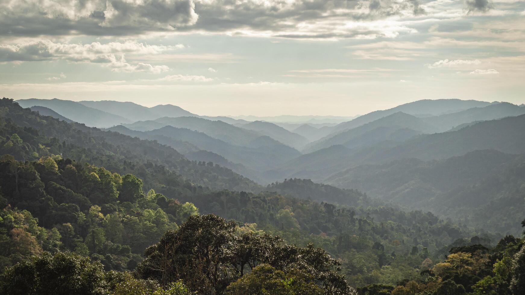 a view of the mountains from a high point photo