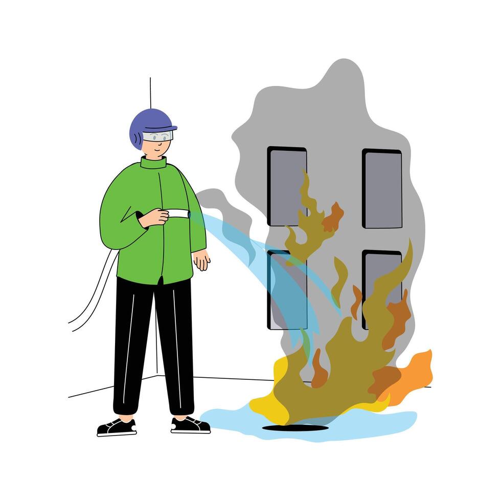 Rescue worker flat illustration in modern style, ready to use vector