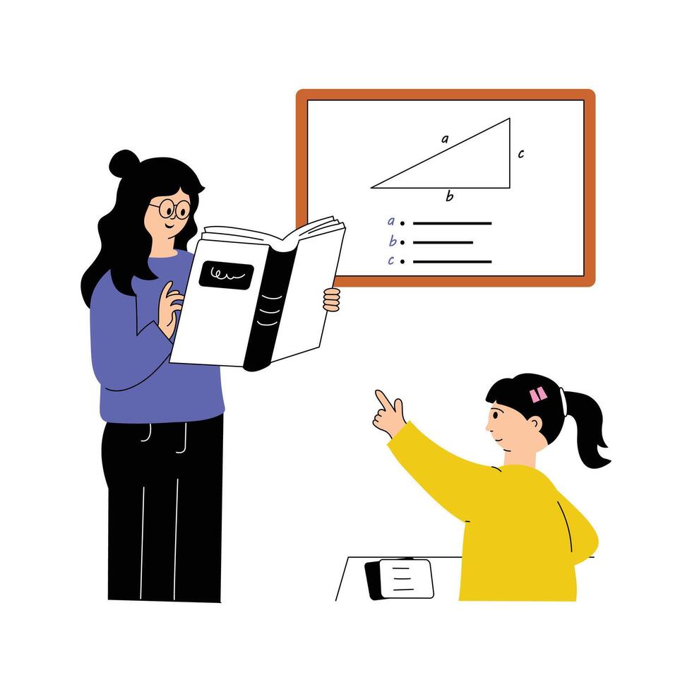 Educating Student with dedication, school teacher flat illustration vector