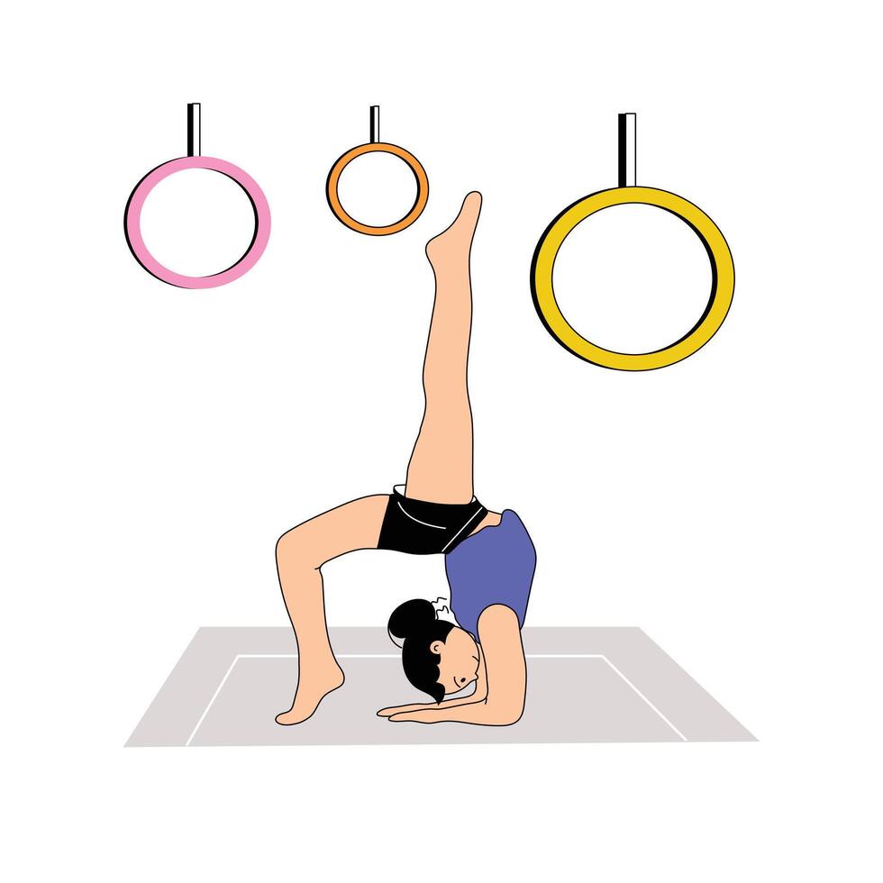 Person performing gymnastics, gymnasts flat illustration vector