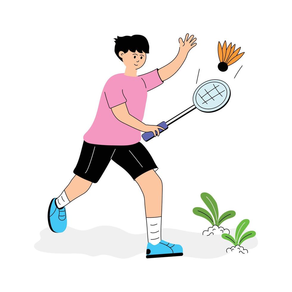 Get this creative badminton player flat illustration vector