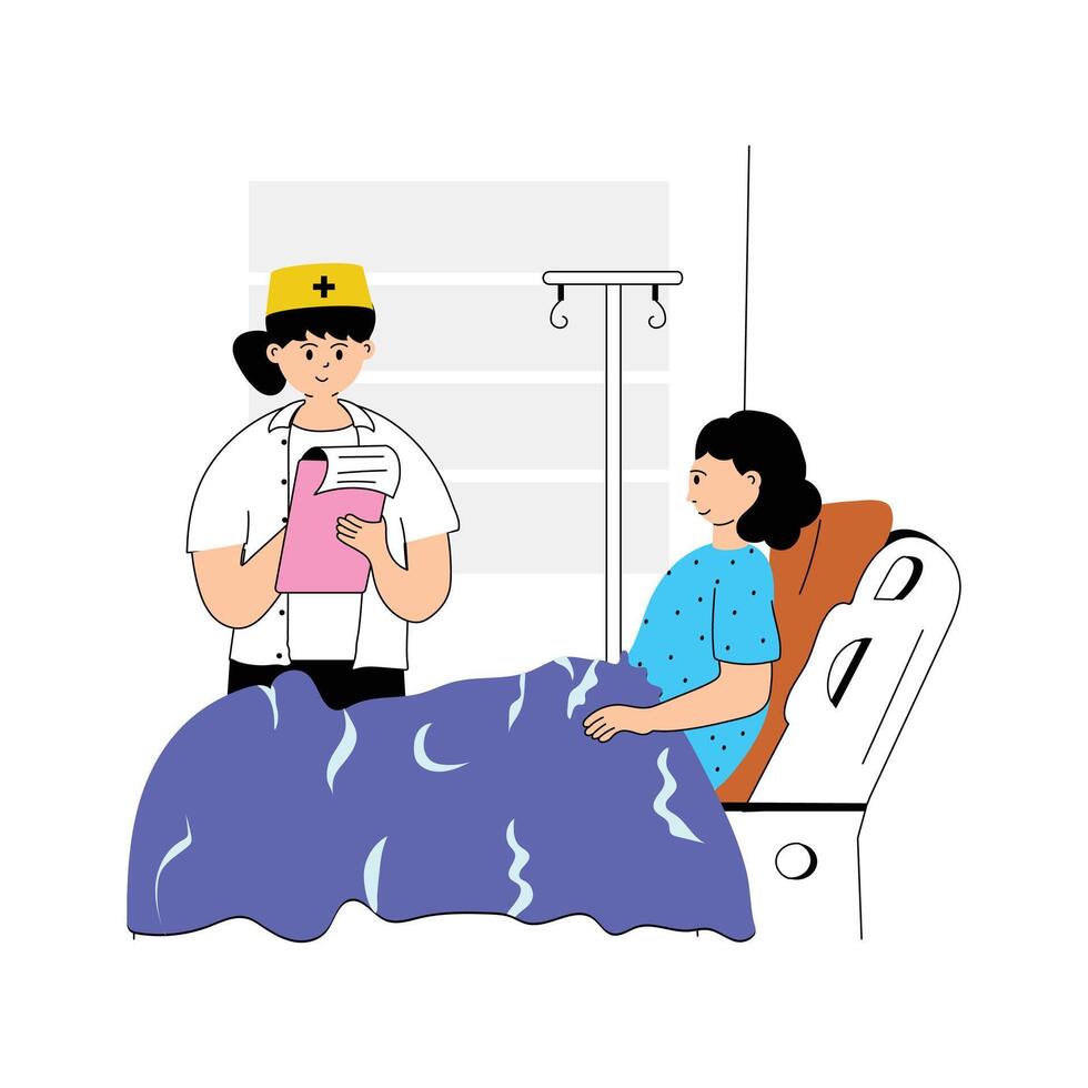 Caring for patients, supporting doctors, nurse flat illustration vector
