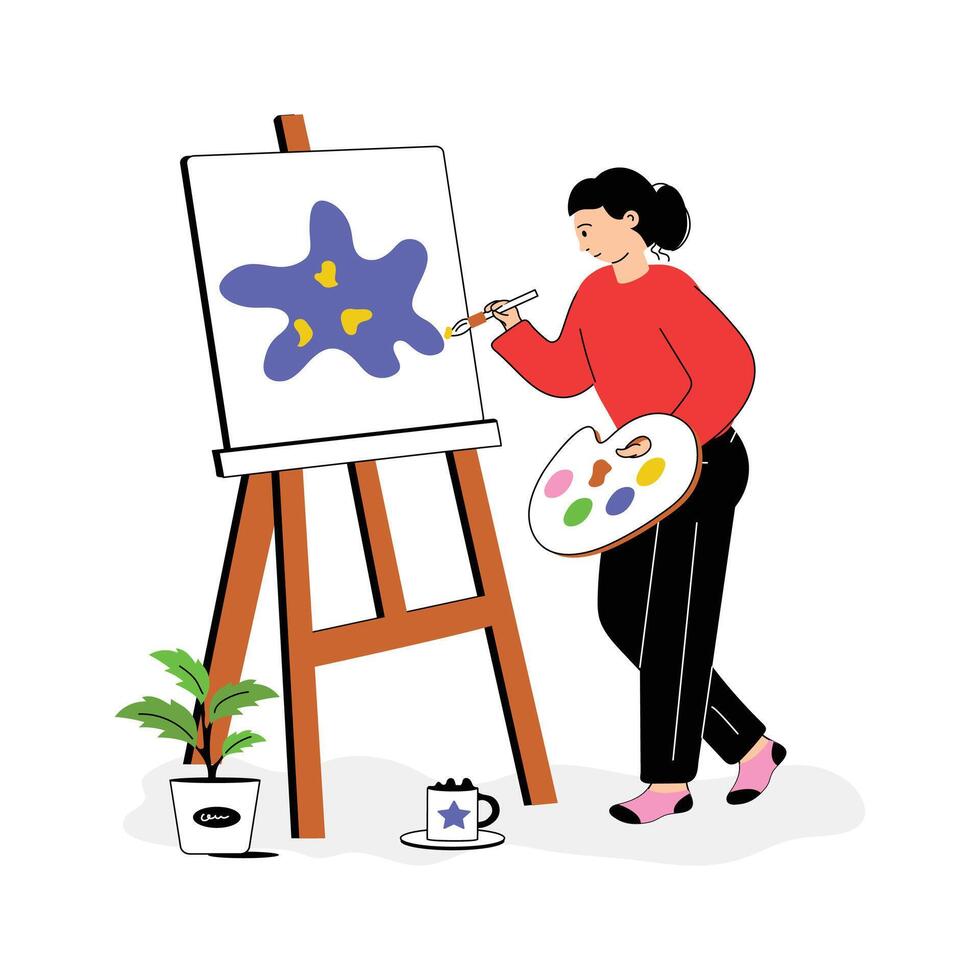 An amazing illustration of artist, Creating expressive works of art vector