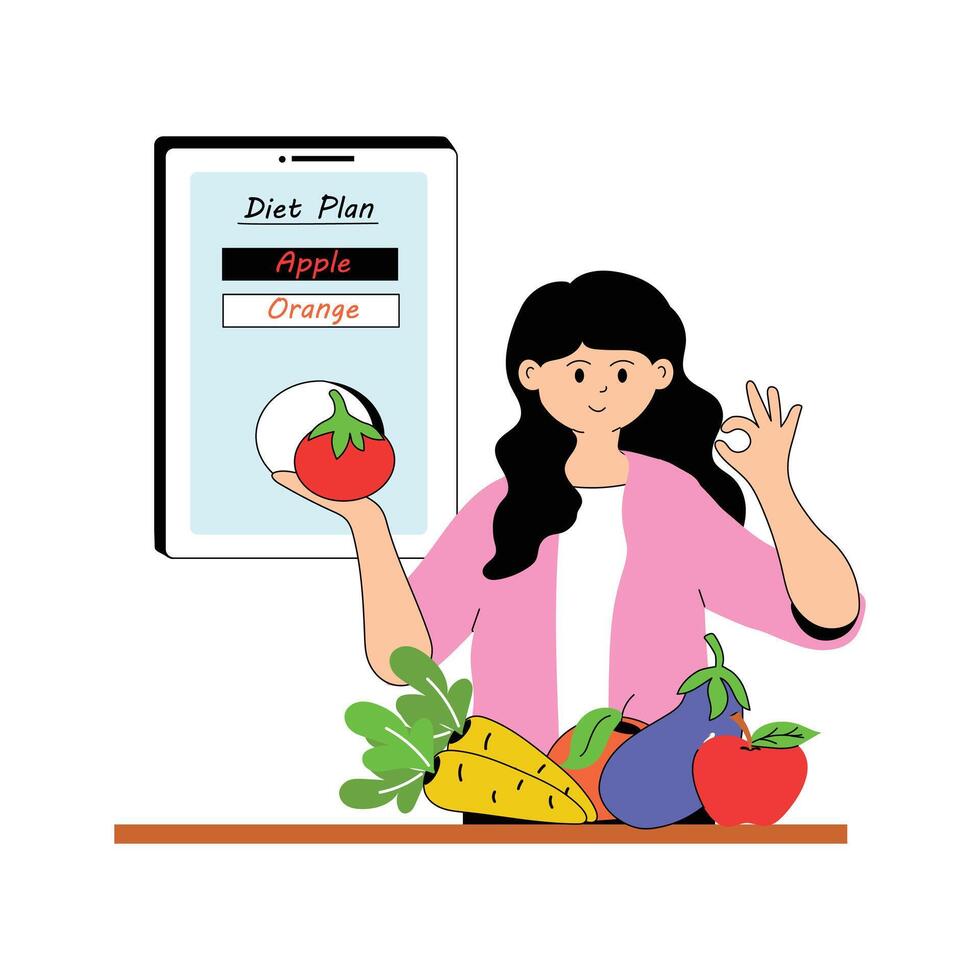 Diet expert, flat illustration design of nutritionist, editable vector