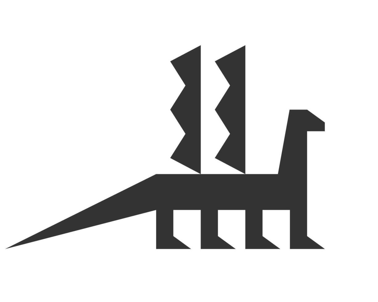 Dragon logo template. Black and white silhouette of a dinosaur vector