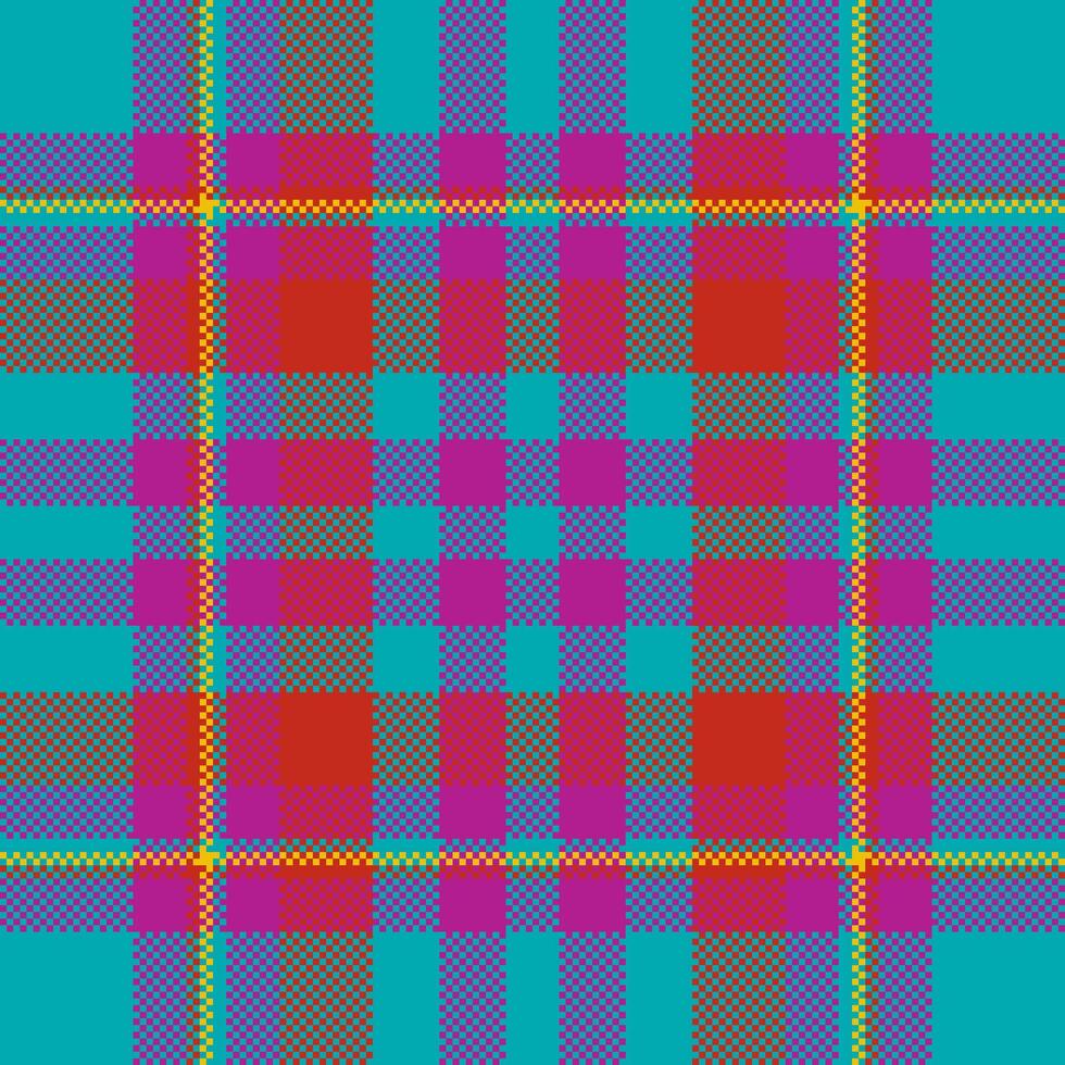 Pixel background design. Modern seamless pattern plaid. Square texture fabric. Tartan scottish textile. Beauty color madras ornament. vector