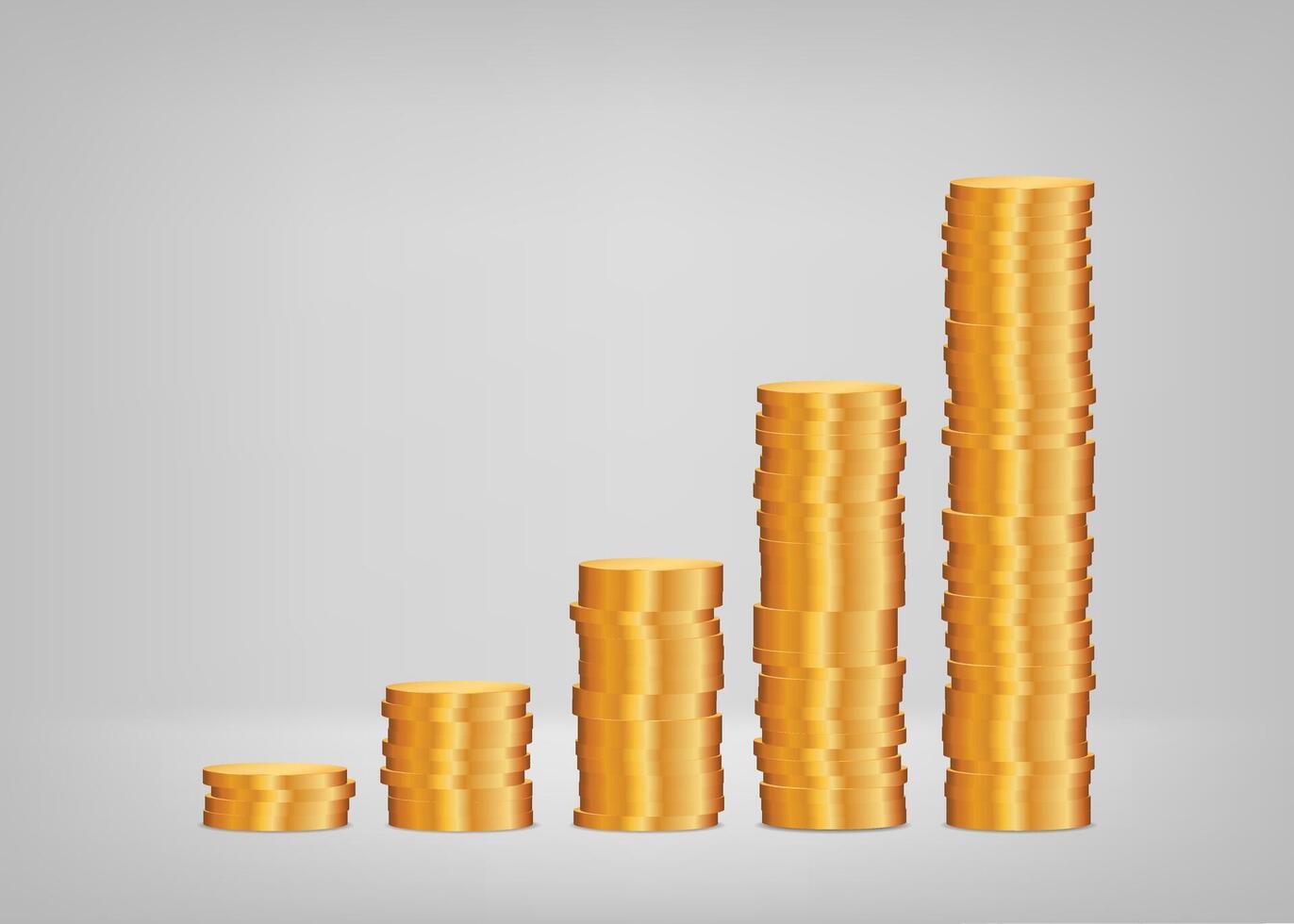 Profit growth, graph from stacks of coins concept for business. vector