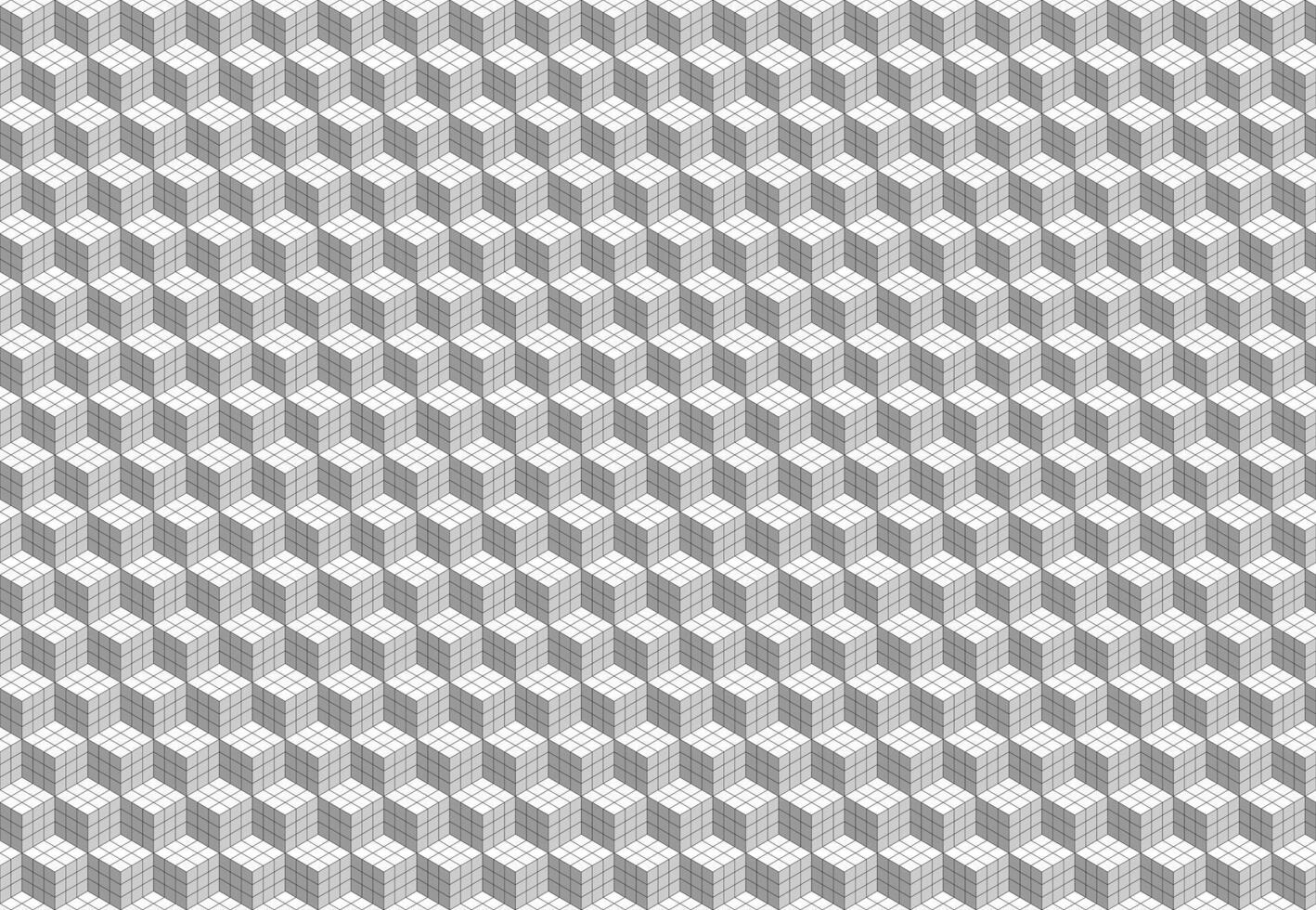 Cube seamless pattern, simple line design in black and white. Business card background techno style. vector