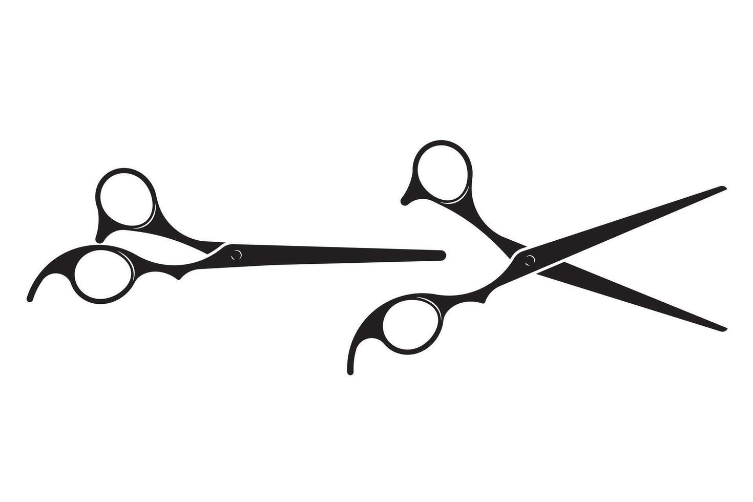 Hairdress barber scissors, professional salon tools. Hairdressing design element. vector