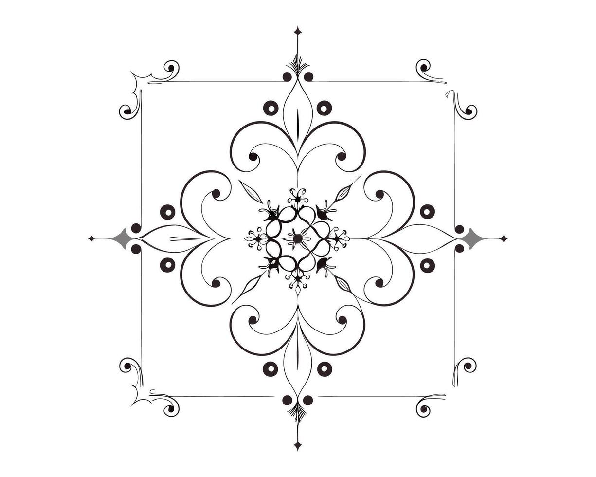 black and white drawing of a decorative design. vector