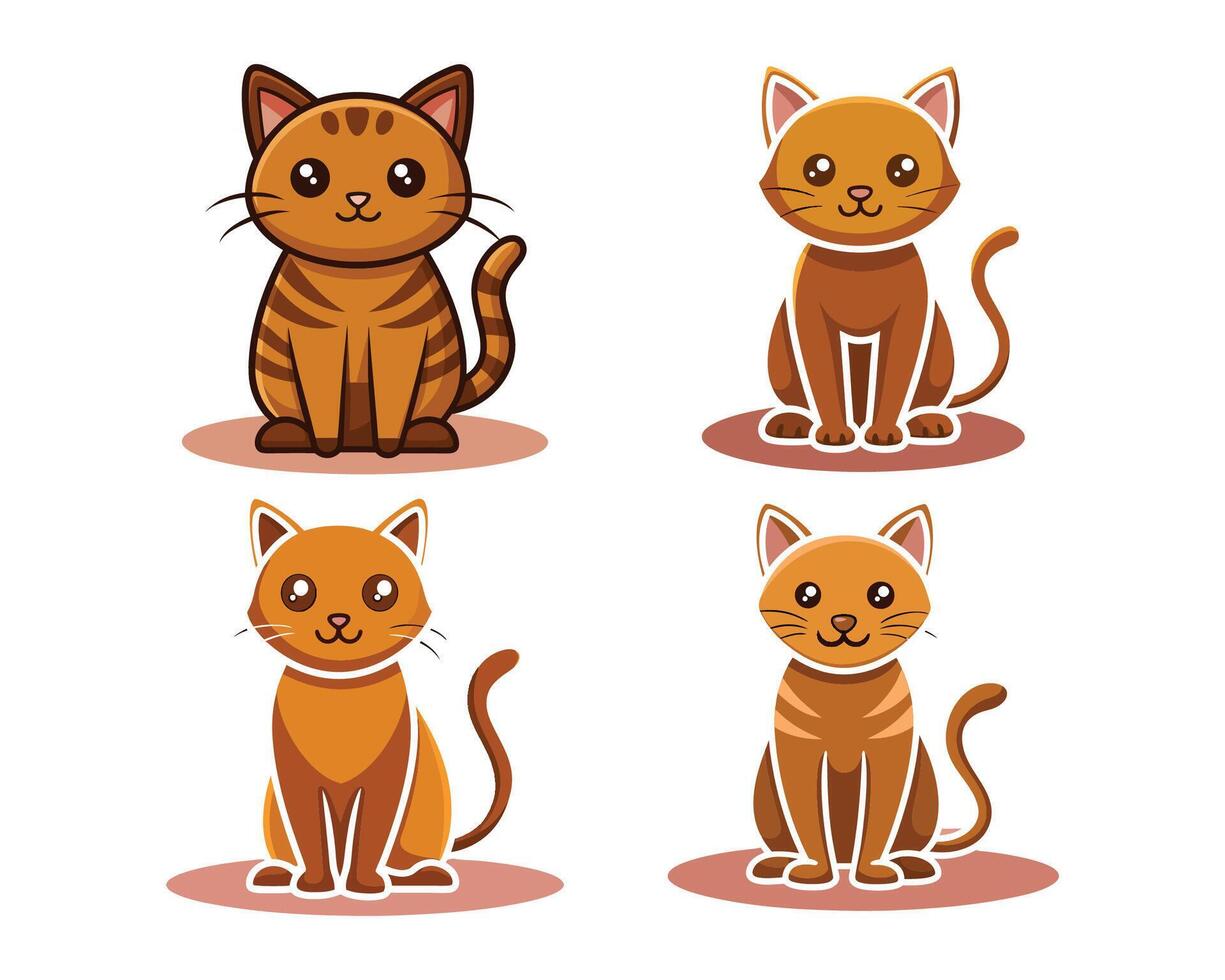 set of a cat colourful cartoon design. ai vector