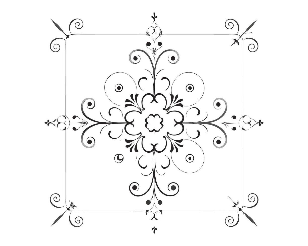 fancy a black and white drawing of a floral design vector
