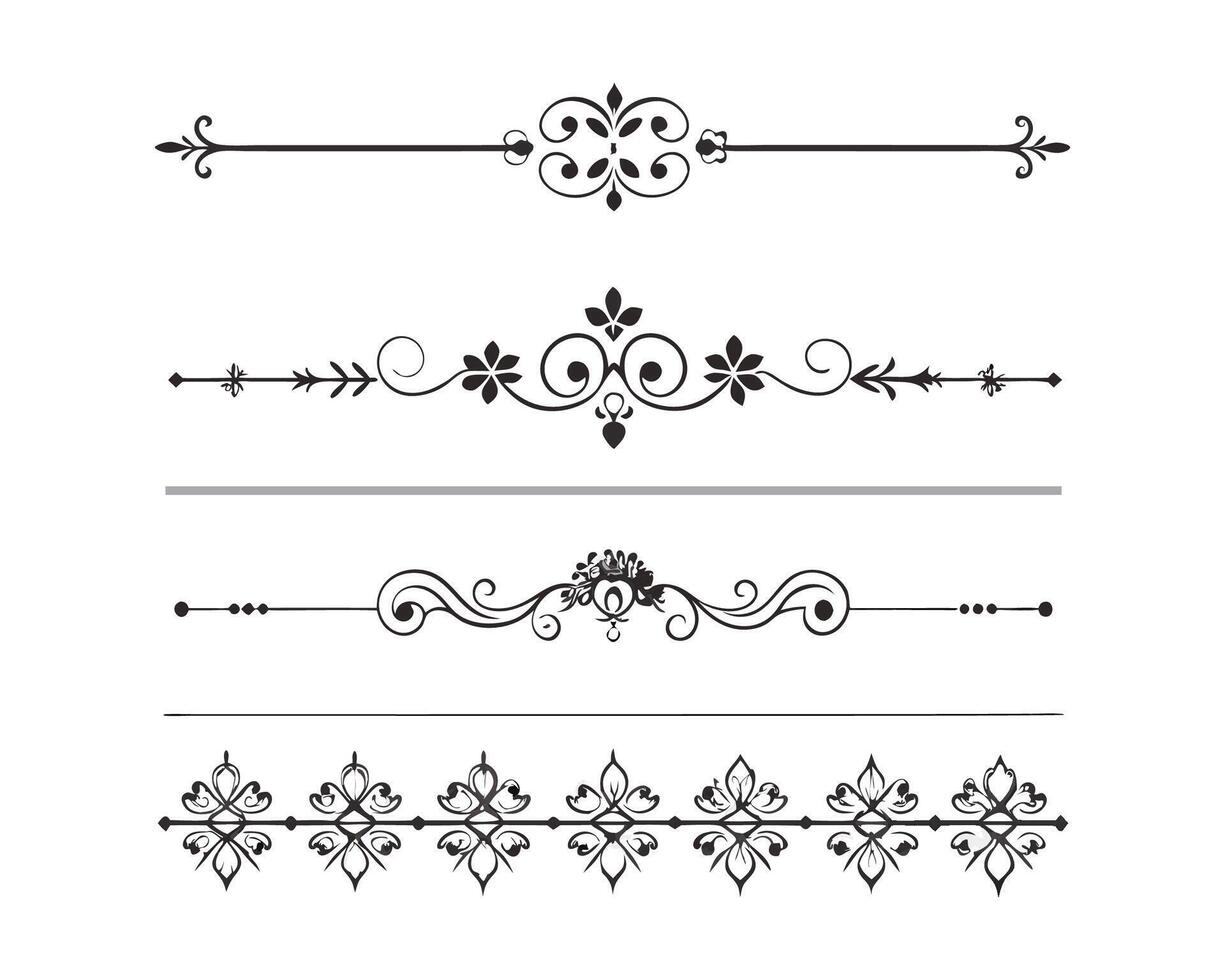 set of fancy decorative borders and scroll elements vector