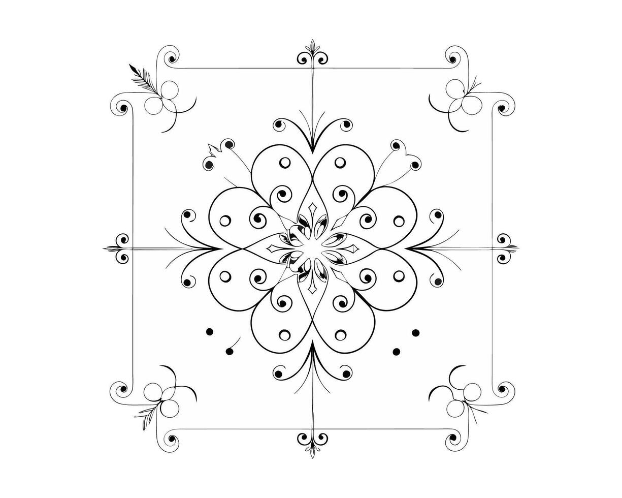 a black and white drawing of a flower design vector