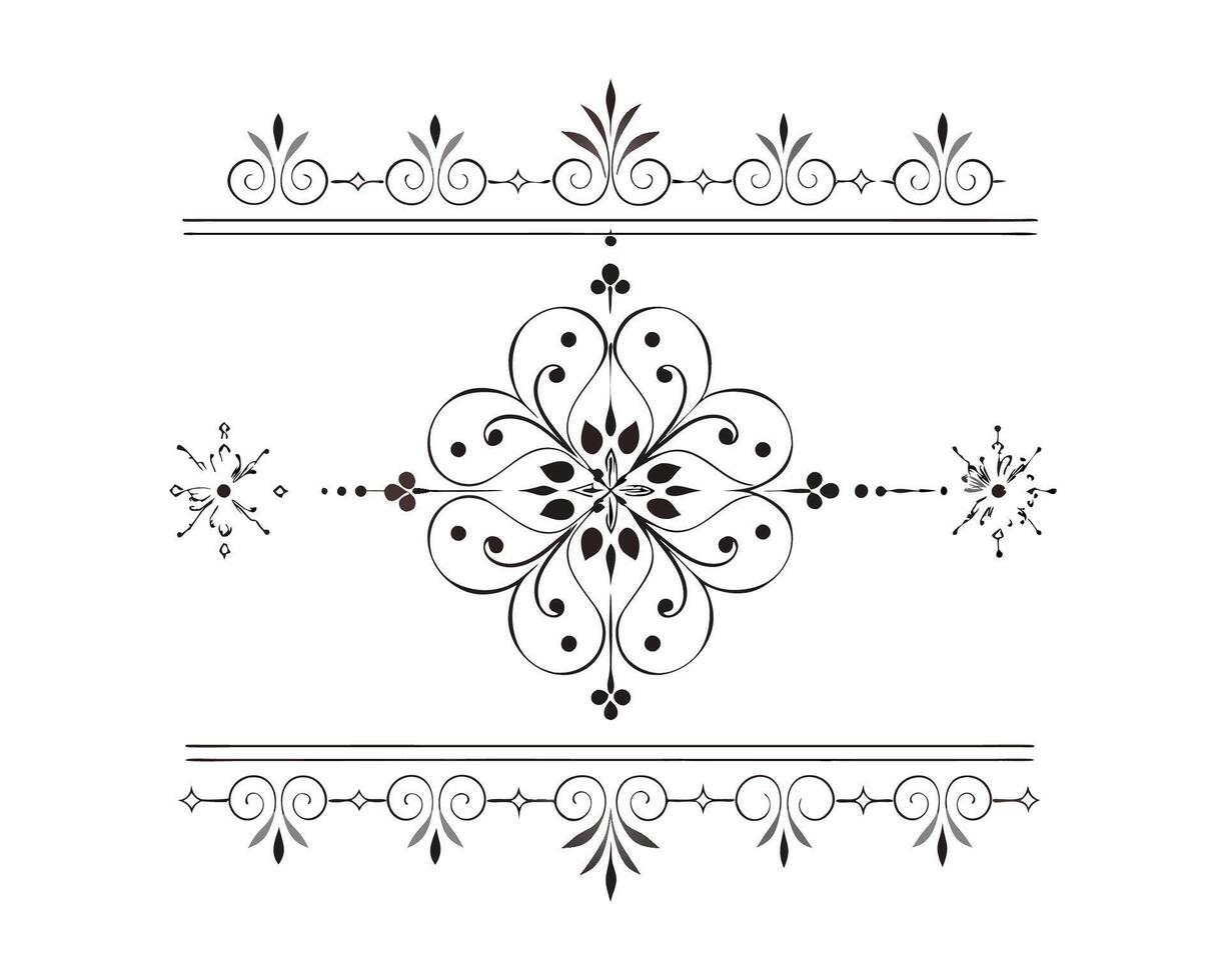 a black and white design with ornamental elements vector