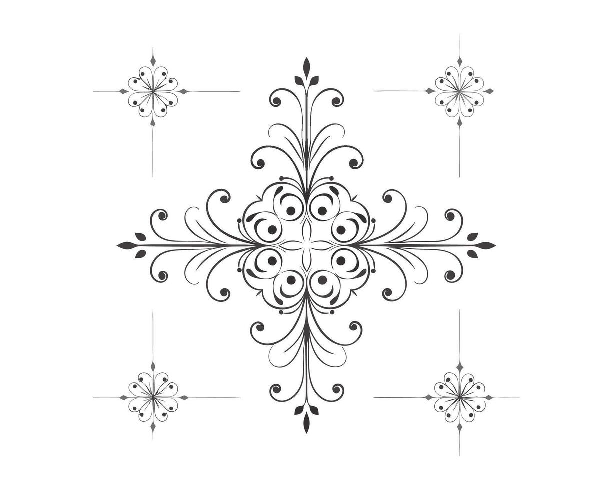 fancy decorative a black and white drawing of a design vector